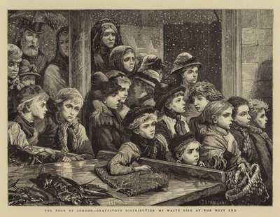 Les pauvres de Londres, distribution gratuite de poissons de rebut au West End - Charles J. Staniland
